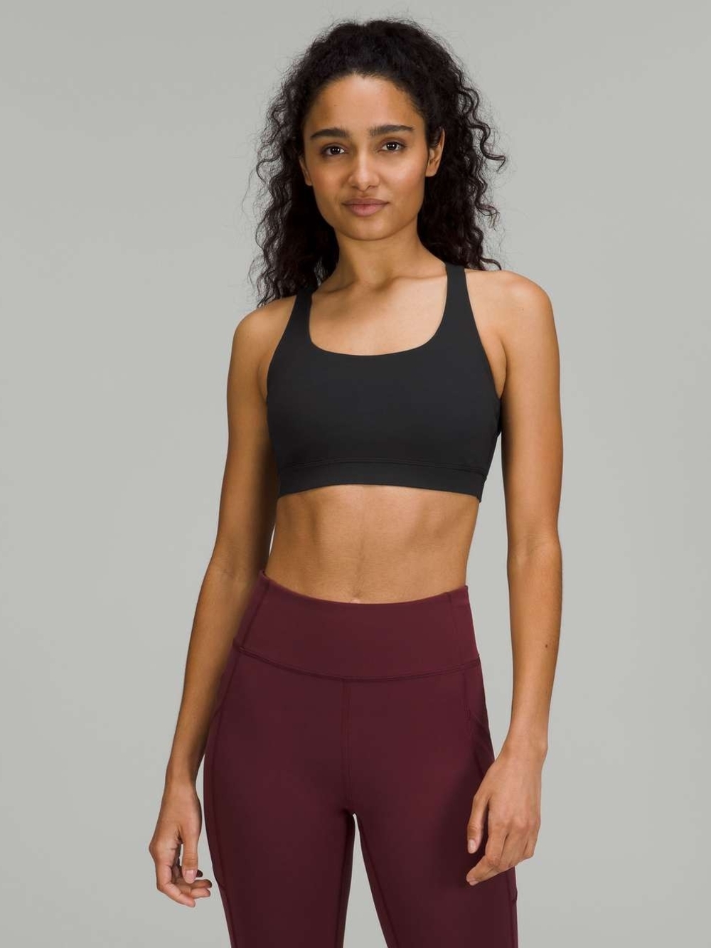 lululemon Energy Bra Black Racerback Criss Cross Sports Bra Womens 6